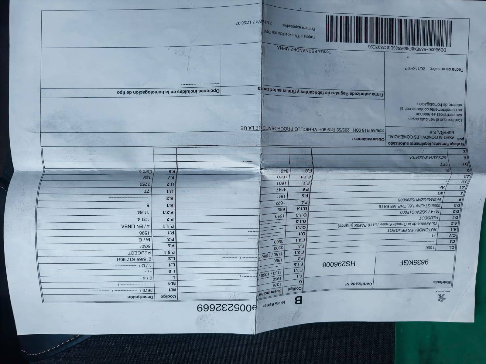 PEUGEOT 3008 GT LINE (5P; 121KW; 165CV; CX. M; 7/2016 a 5/2018)