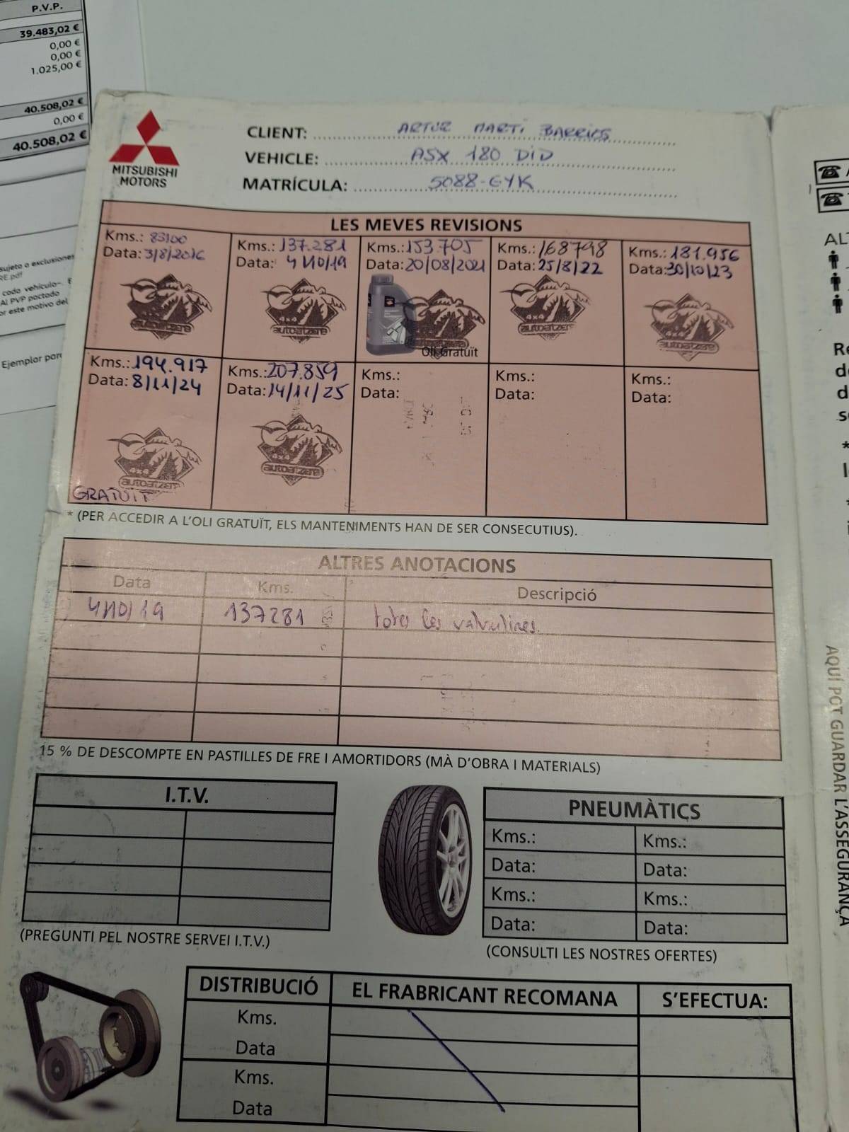 MITSUBISHI ASX DIESEL KAITEKI (5P; 110KW; 150CV; CX. M; 5/2010 a 12/2012)