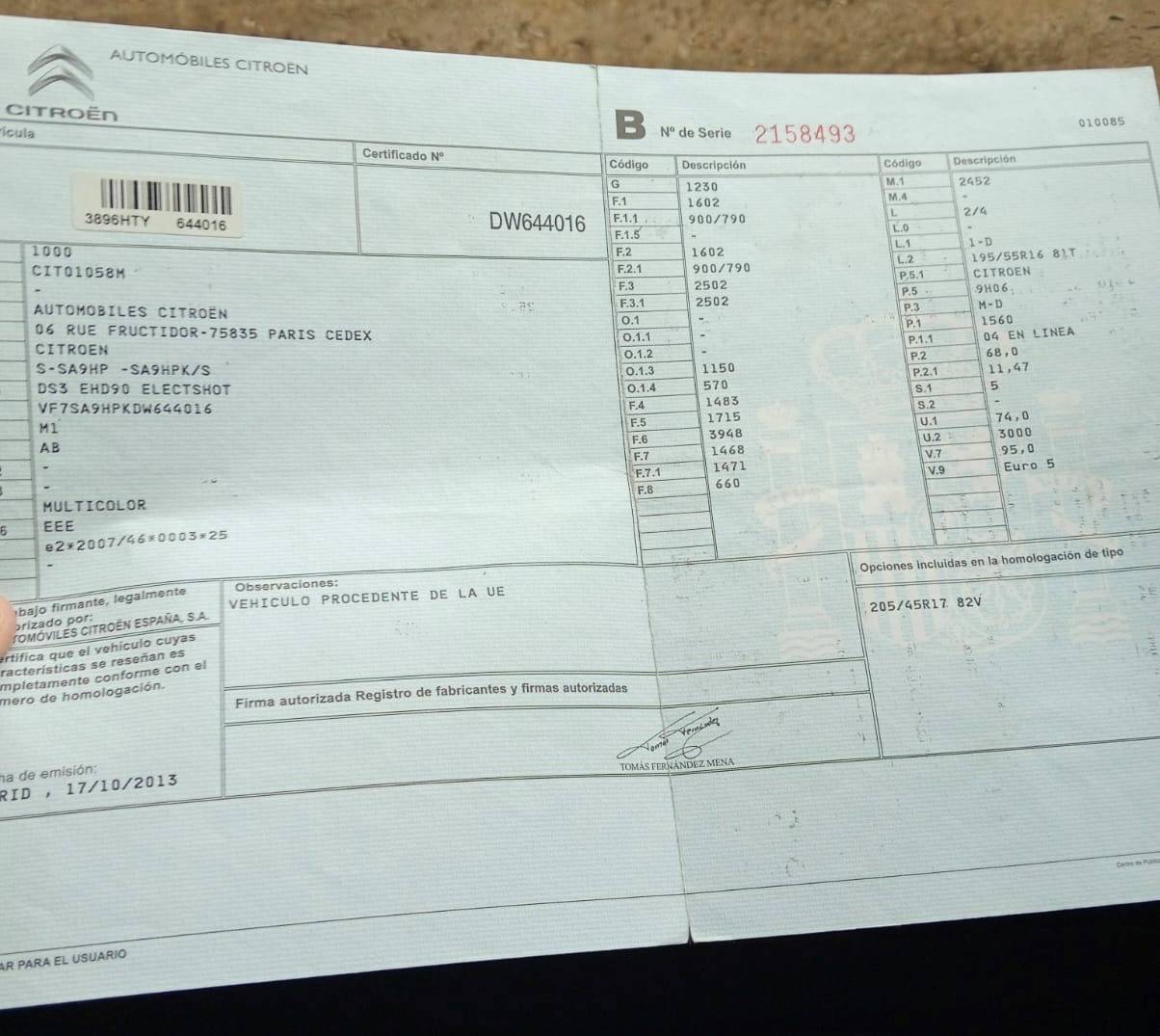 CITROEN DS3 DIESEL ELECTRO SHOT (3P; 68KW; 92CV; CX. M; 9/2013 A 7/2014)