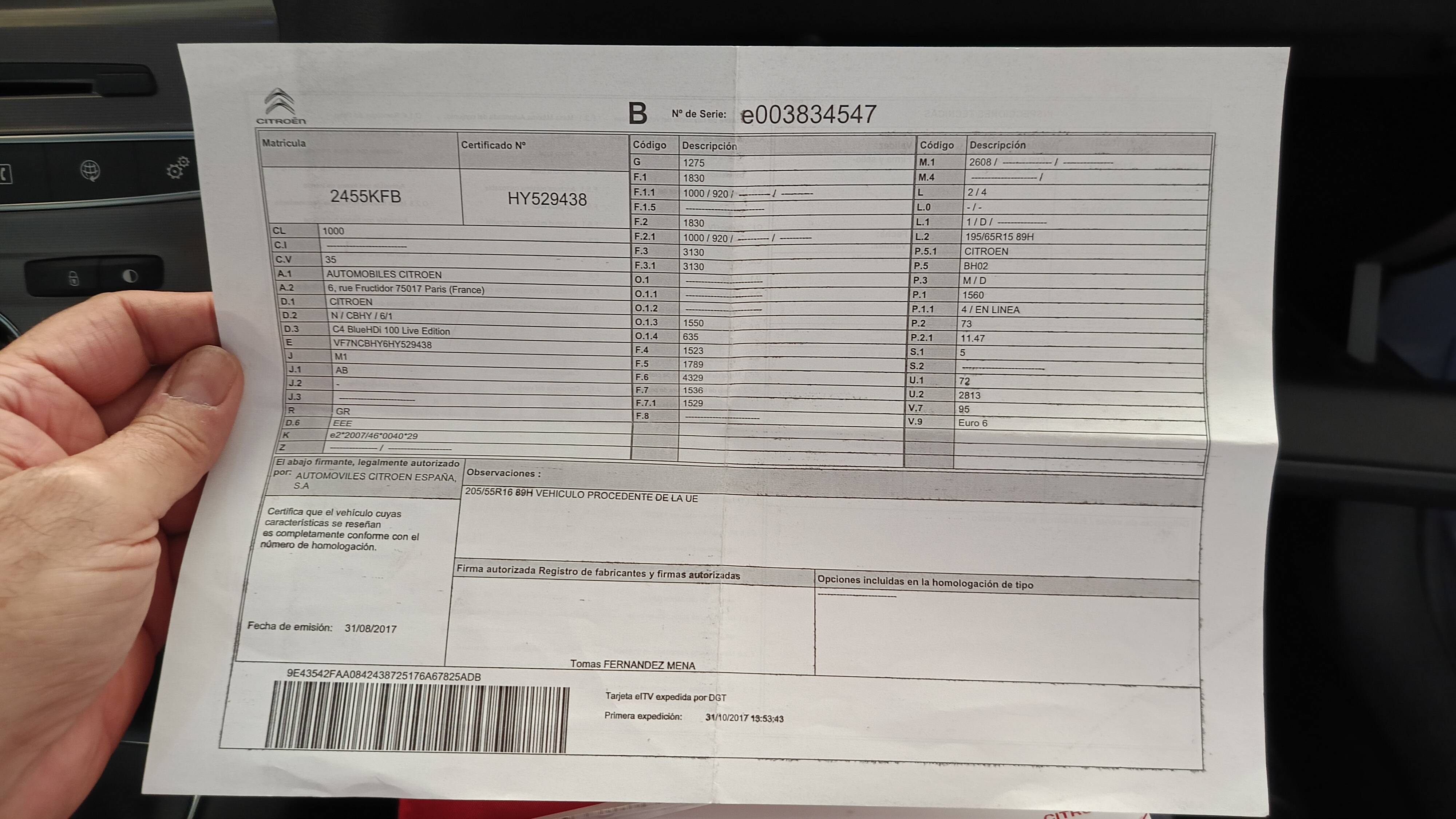 CITROEN C4 LIVE EDITION (5P; 73KW; 99CV; CX. M; 12/2016 a 9/2017)