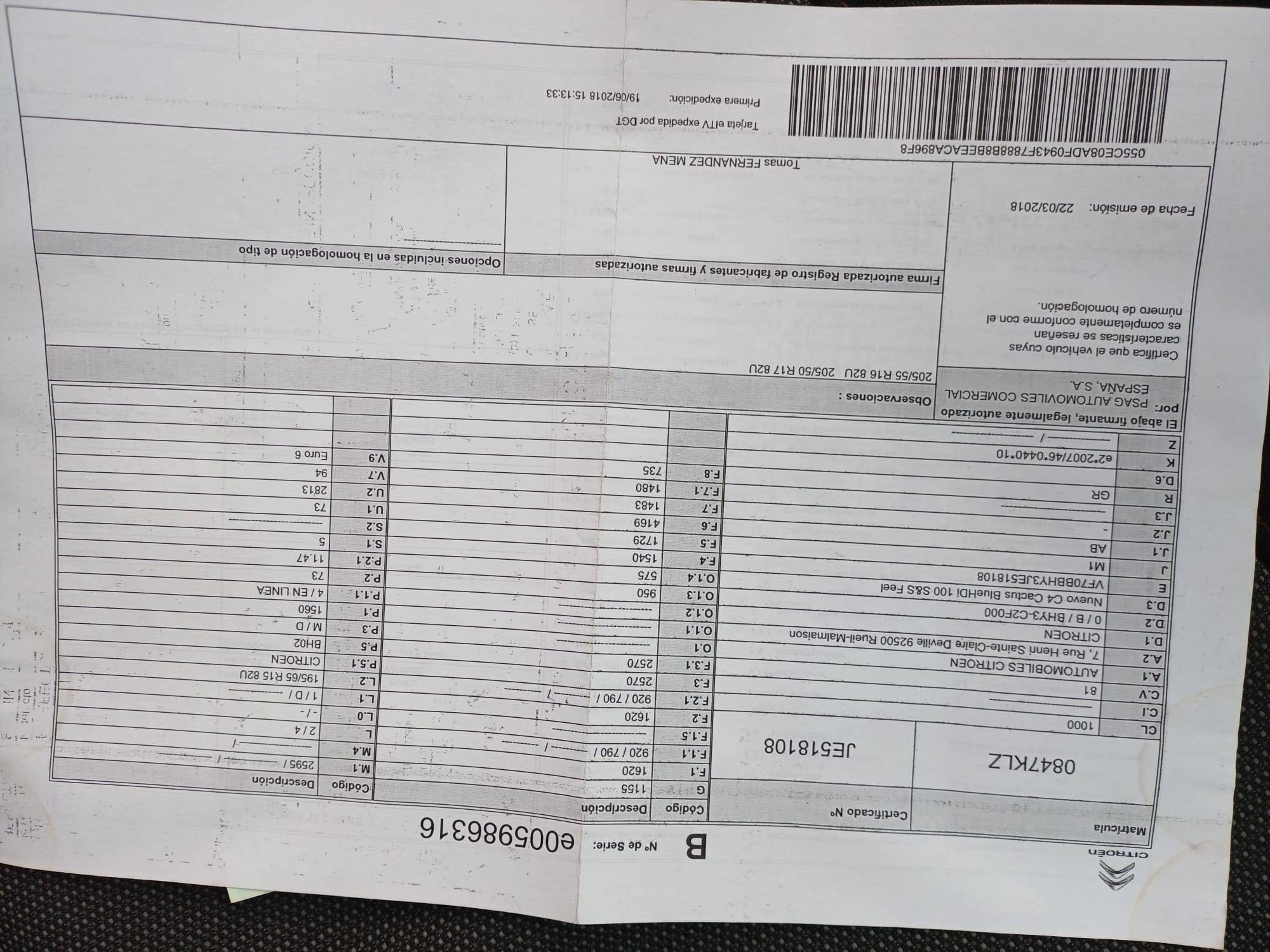 CITROEN C4 CACTUS DIESEL FEEL (5P; 73KW; 100CV; CX. M; 2/2018 A 7/2018)