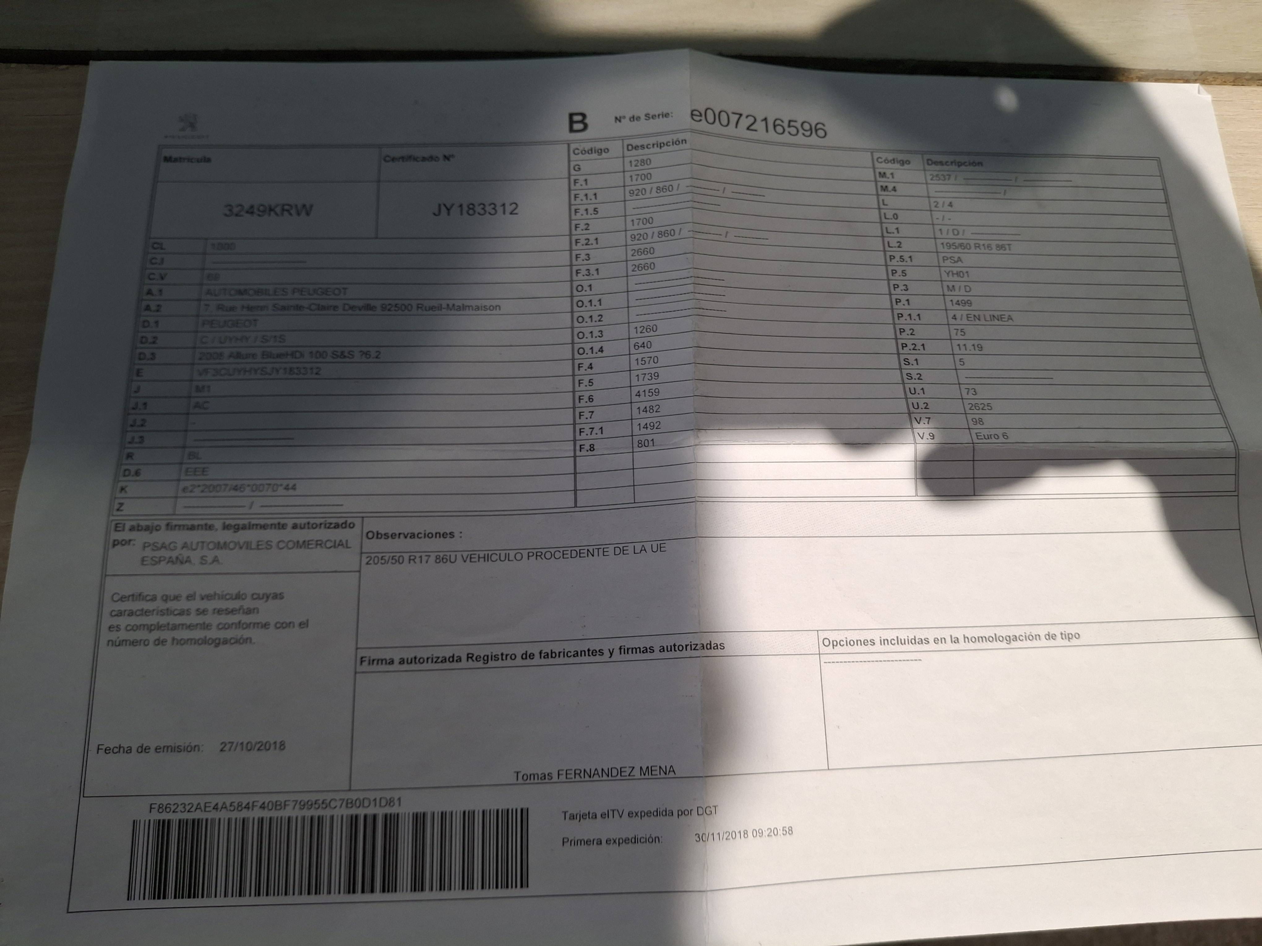 PEUGEOT 2008 DIESEL ALLURE (5P; 73KW; 100CV; CX. M; 5/2018 a 10/2018)