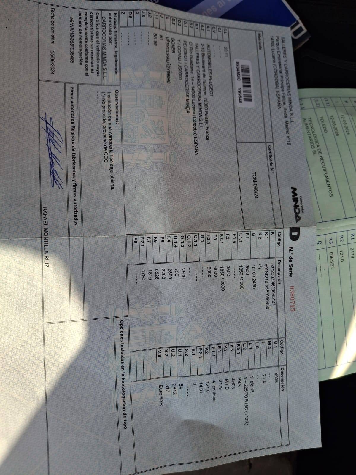 PEUGEOT BOXER CHASIS CABINA DIESEL BOXER CAJA CABINA 2.2BLUEHDI 335 L3 S&S 165 (2P; 121KW; 165CV; CX. M; 10/2022 a 10/2023)