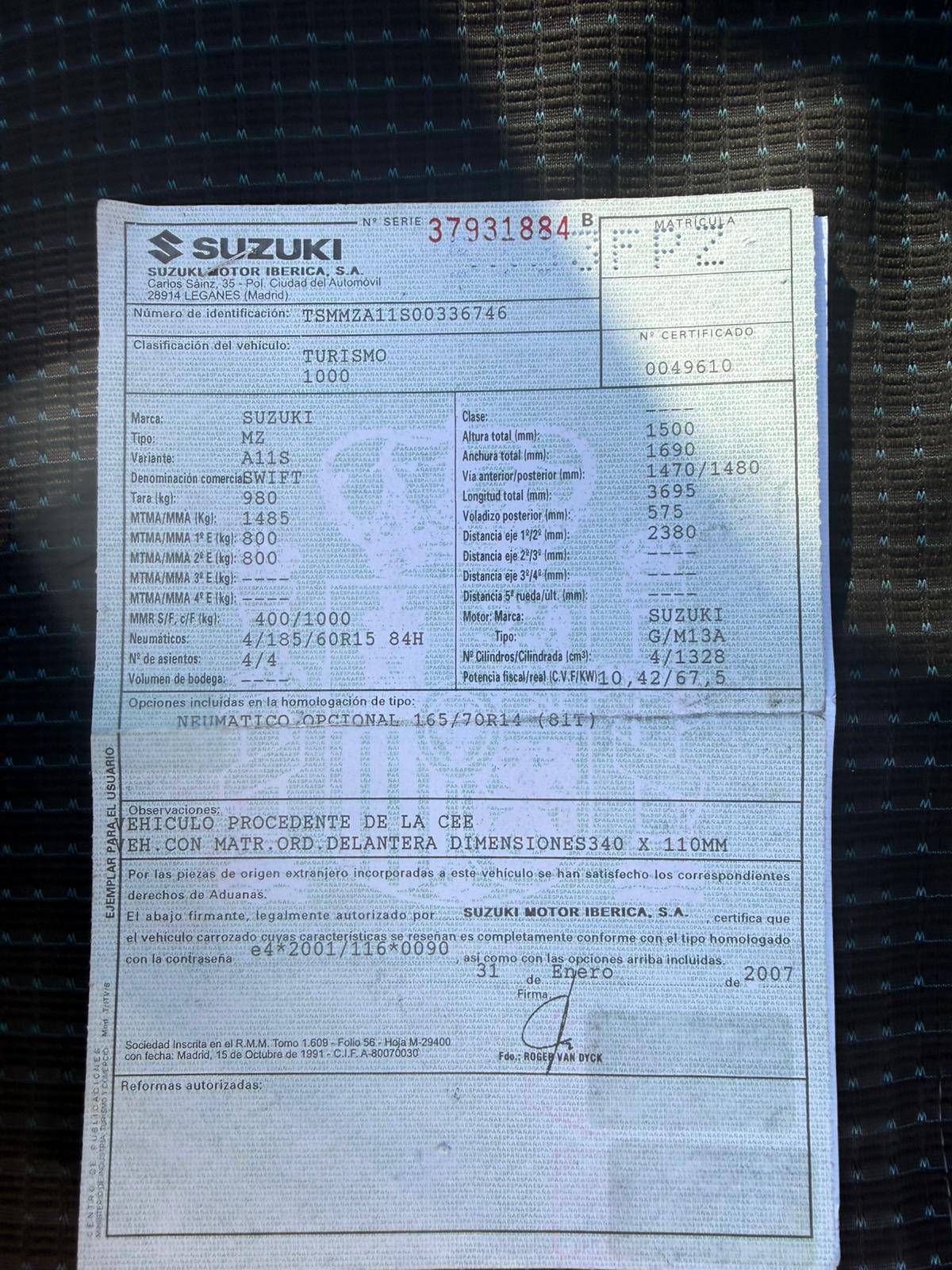 SUZUKI SWIFT GL (3P; 68KW; 92CV; CX. M; 4/2005 a 8/2010)