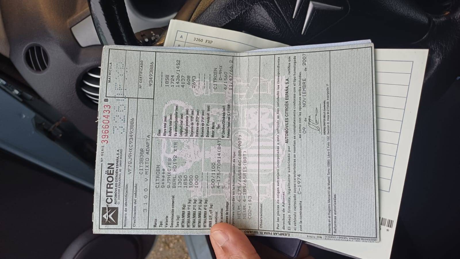 CITROEN BERLINGO COMBI DIESEL XTR (5P; 66KW; 92CV; CX. M; 8/2007 a 4/2008)