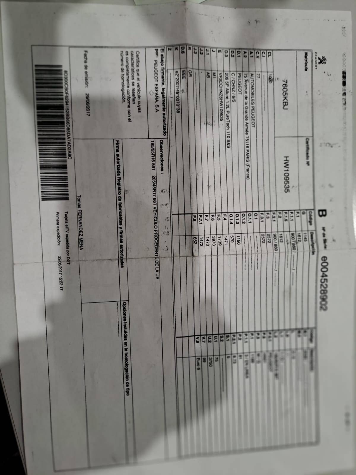 PEUGEOT 208 ALLURE (5P; 81KW; 110CV; CX. M; 5/2015 a 4/2018)