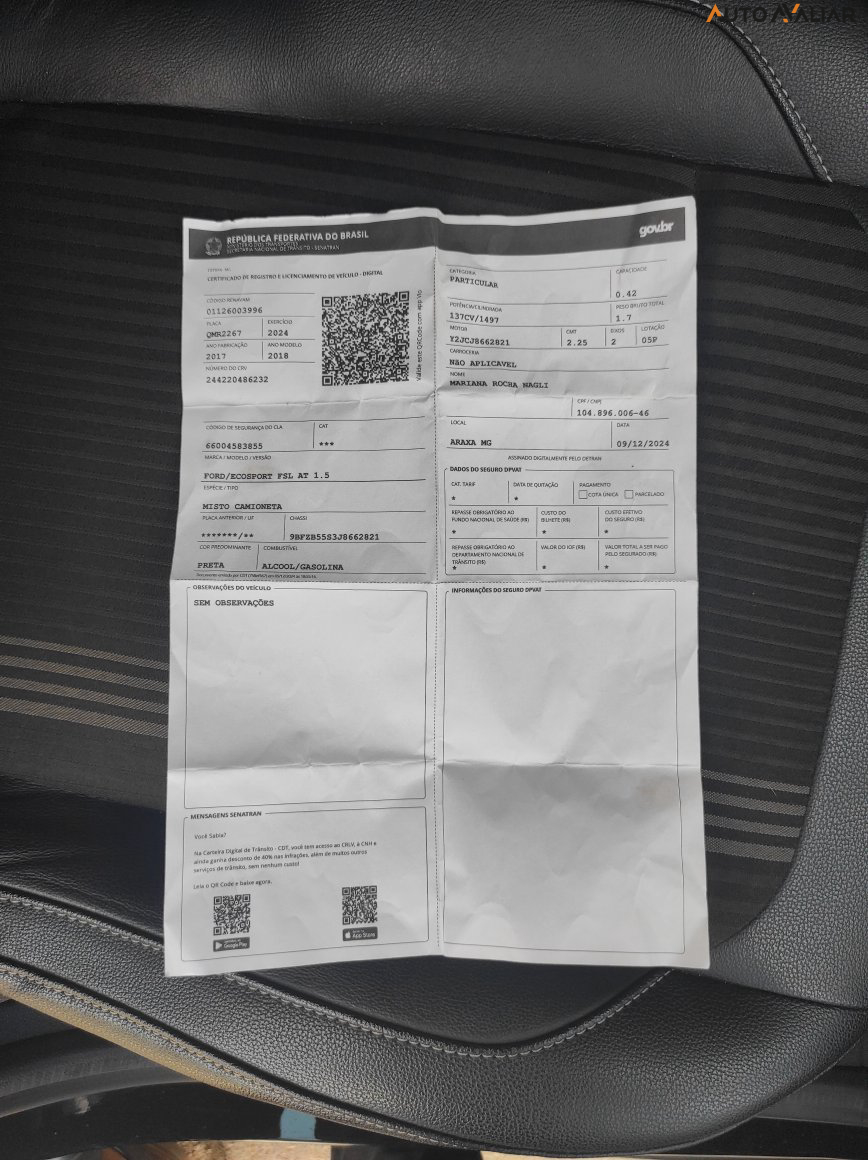 FORD ECOSPORT 1.5 TI-VCT FLEX FREESTYLE AUTOMATICO