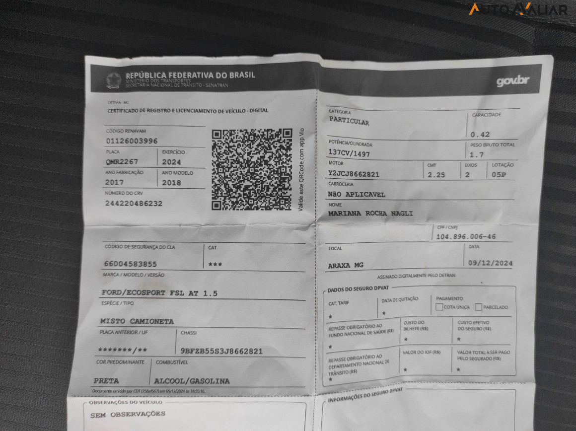 FORD ECOSPORT 1.5 TI-VCT FLEX FREESTYLE AUTOMATICO