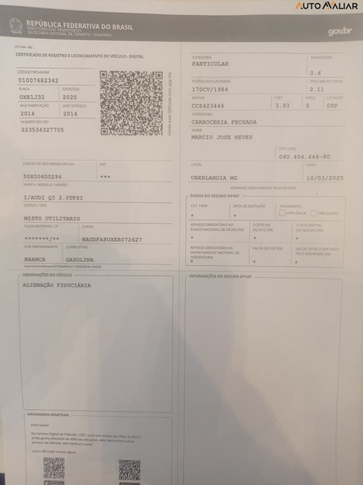 AUDI Q3 2.0 TFSI AMBIENTE QUATTRO 4P GASOLINA S TRONIC