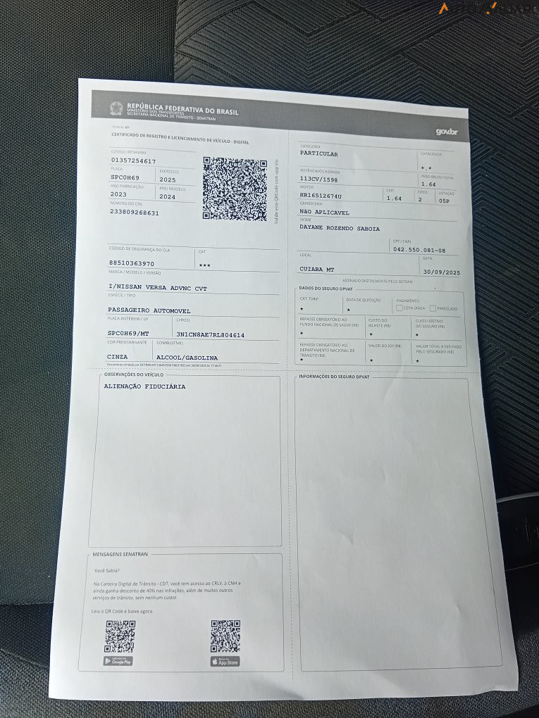 NISSAN VERSA 1.6 16V FLEX ADVANCE XTRONIC