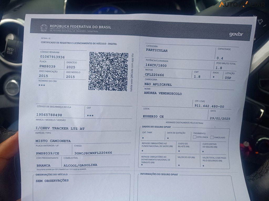 CHEVROLET TRACKER 1.8 MPFI LTZ 4X2 16V FLEX 4P AUTOMATICO
