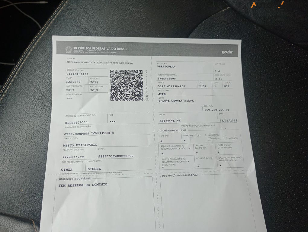 JEEP COMPASS 2.0 16V DIESEL LONGITUDE 4X4 AUTOMATICO