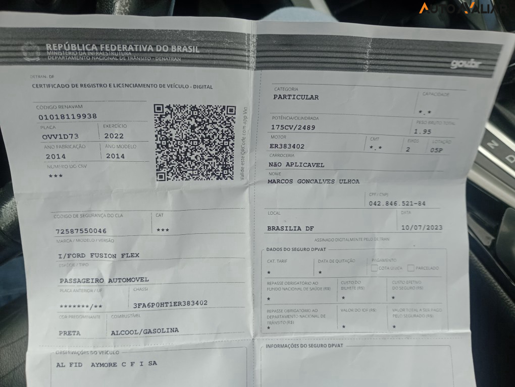 FORD FUSION 2.5 16V FLEX 4P AUTOMATICO