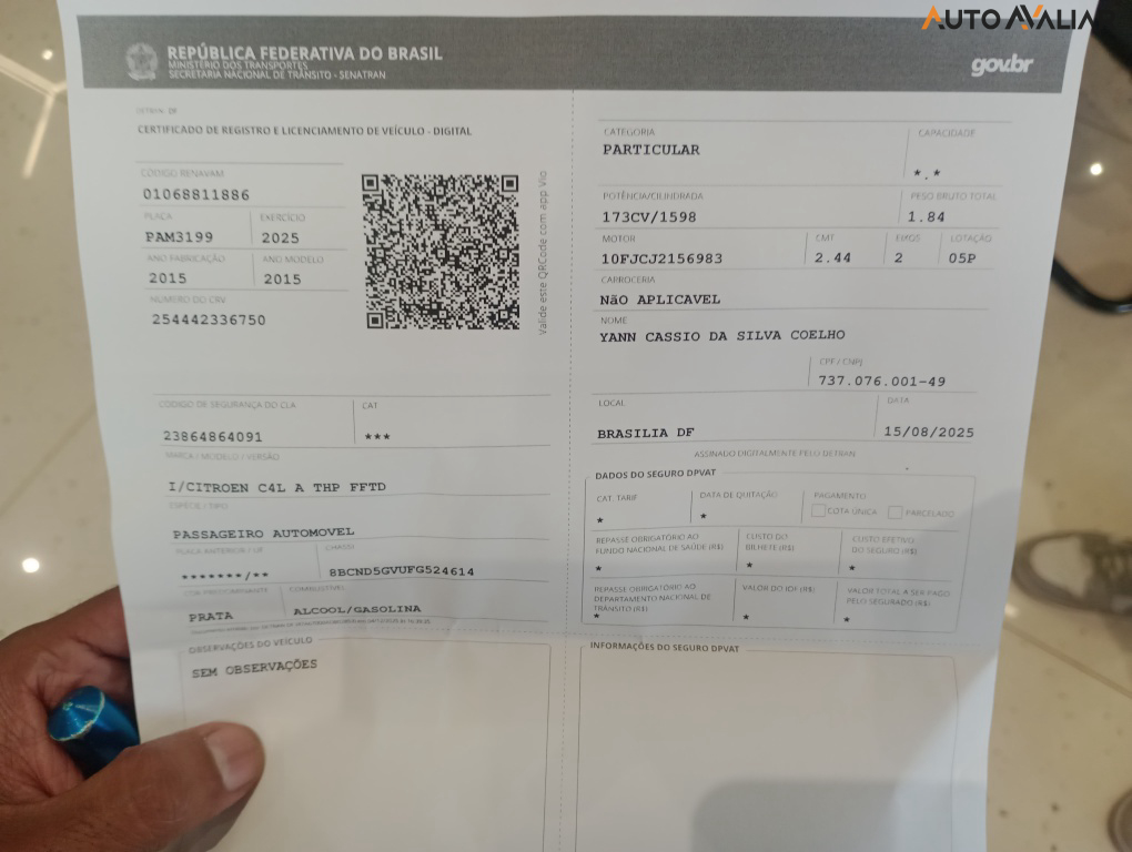 CITROEN C4 LOUNGE 2.0 MPFI TENDANCE 16V FLEX 4P AUTOMATICO