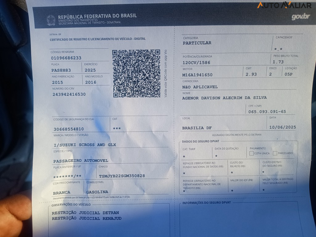 SUZUKI S-CROSS 1.6 16V VVT GASOLINA GLX 4P AUTOMATICO