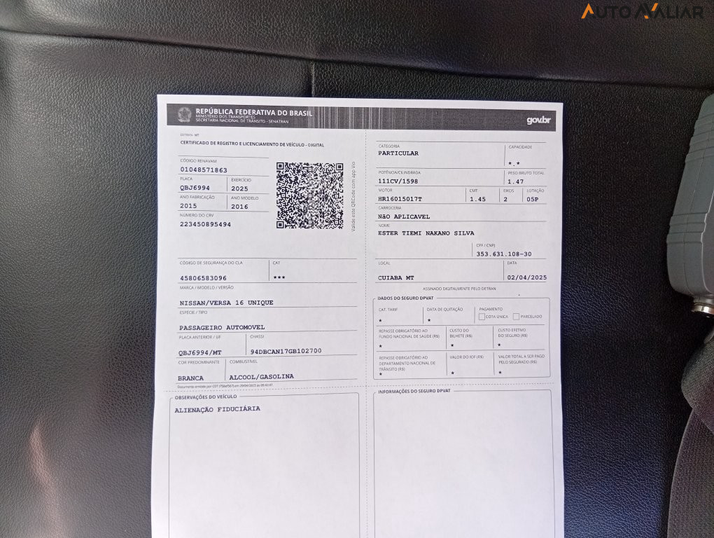 NISSAN VERSA 1.6 16V FLEX UNIQUE 4P MANUAL