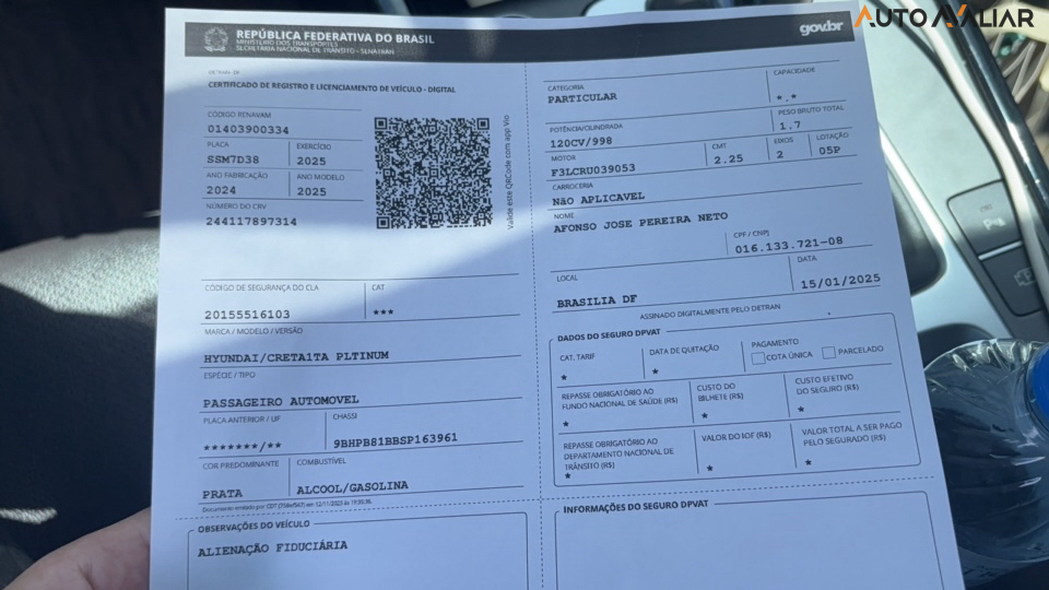 HYUNDAI CRETA 1.0 TGDI FLEX PLATINUM AUTOM&Aacute;TICO