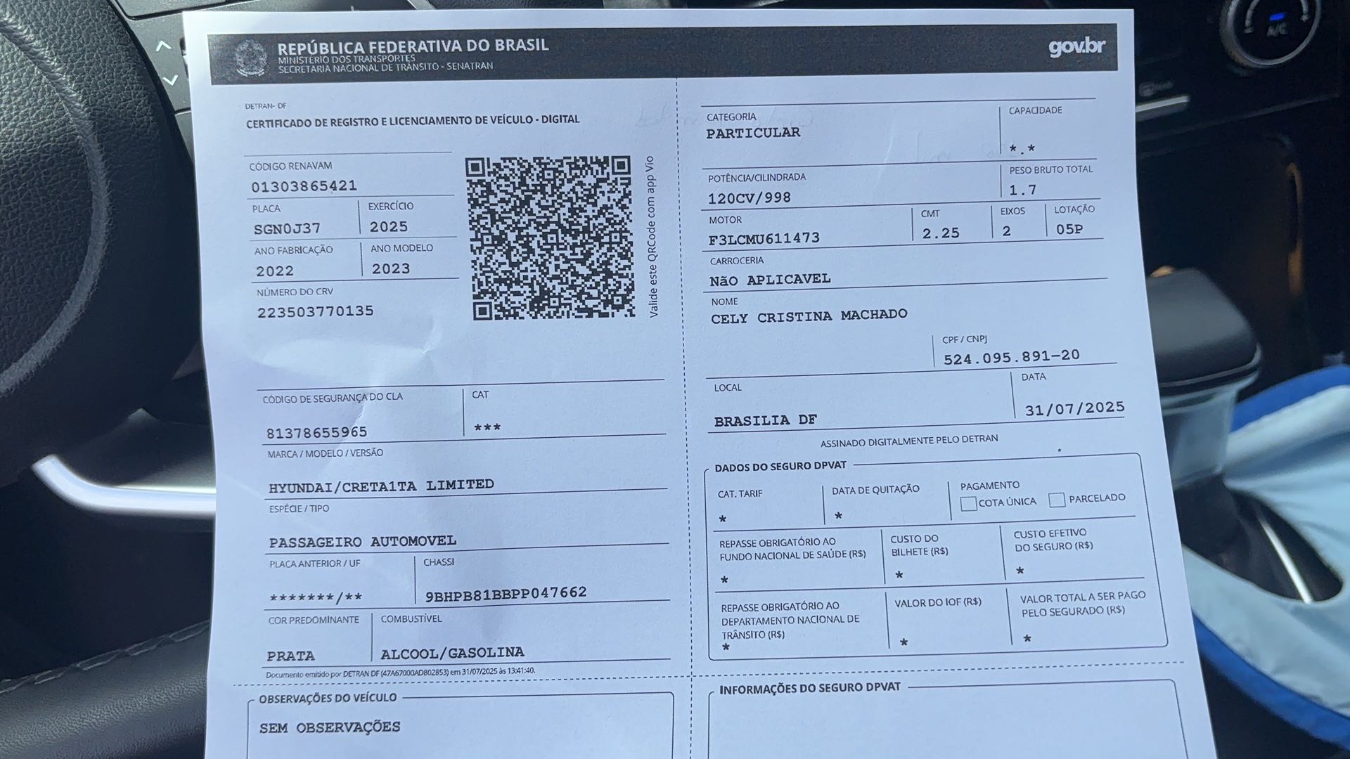 HYUNDAI CRETA 1.0 TGDI FLEX LIMITED AUTOM&Aacute;TICO