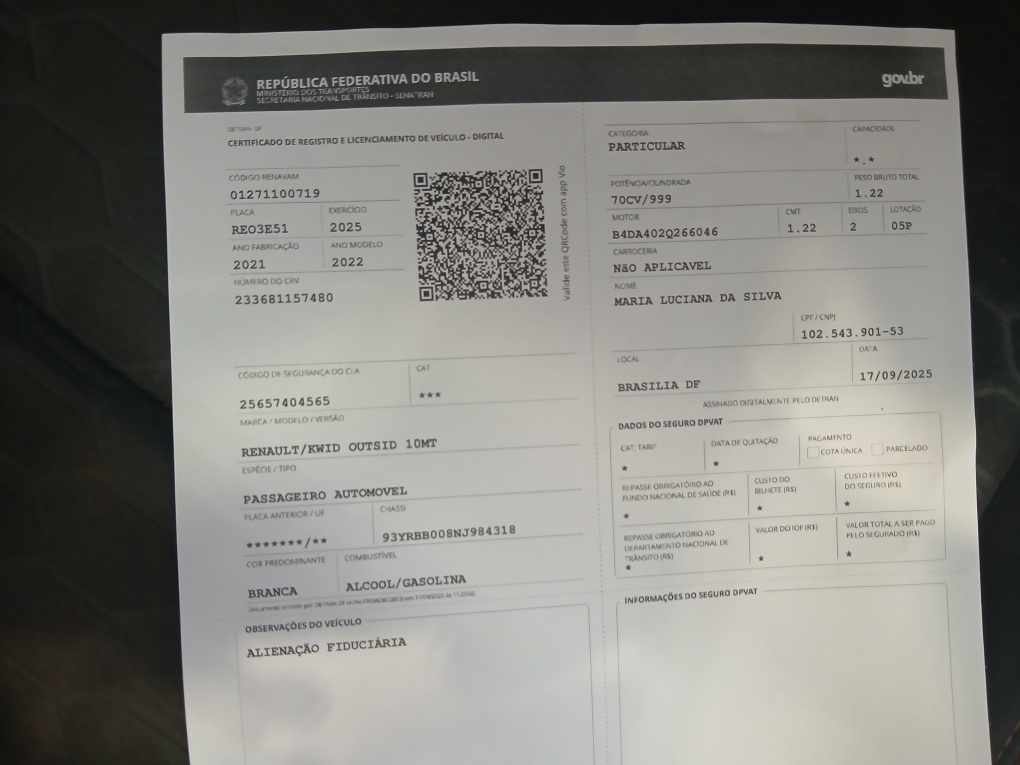 RENAULT KWID 1.0 12V SCE FLEX OUTSIDER MANUAL