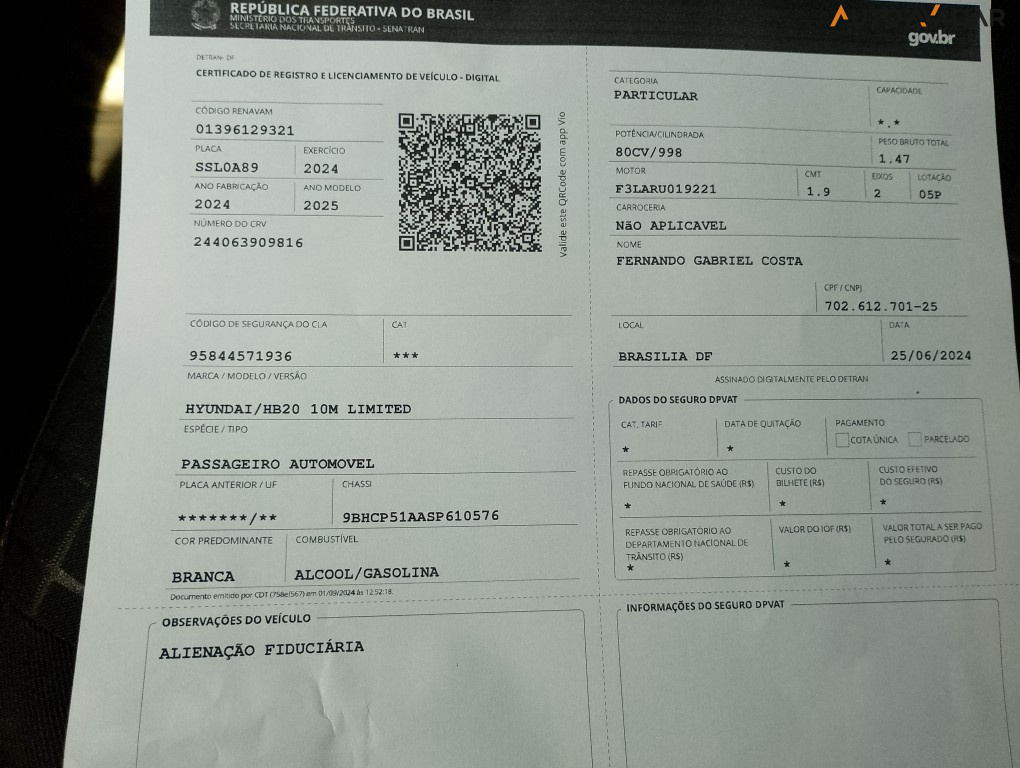 HYUNDAI HB20 1.0 12V FLEX LIMITED PLUS MANUAL