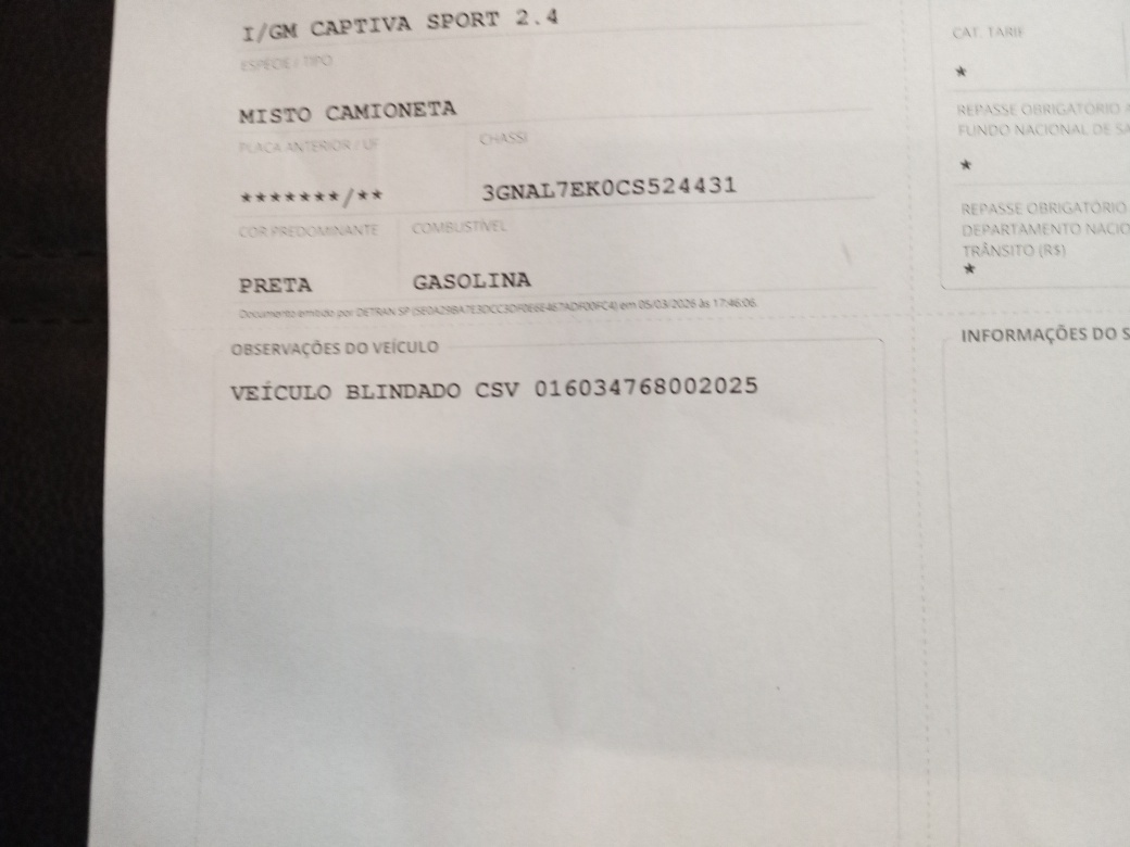 CHEVROLET CAPTIVA 2.4 SIDI 16V GASOLINA 4P AUTOMATICO