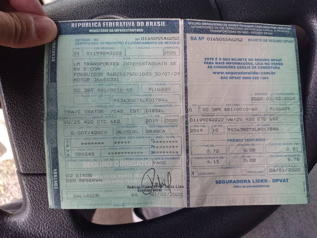 VOLKSWAGEN 25.420 CONSTELLATION TRACTOR V-TRONIC(CAB.EST.) 6X2 3E